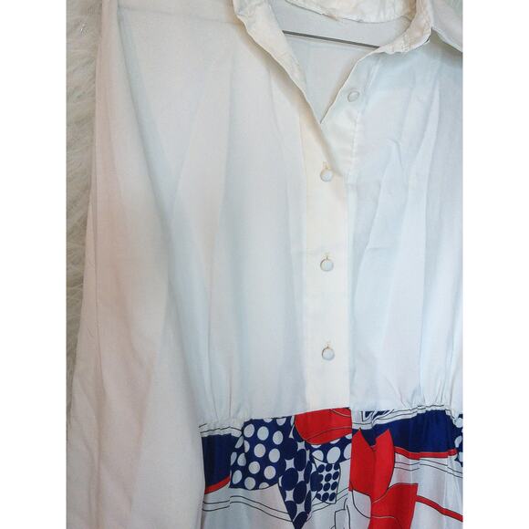 Vintage Red White Blue Floral Maxi Dress Size 14 - Picture 6 of 8